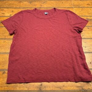 Aerie Ribbed Burgundy Crew Neck Short Sleeve T Shirt Womens Size L‎